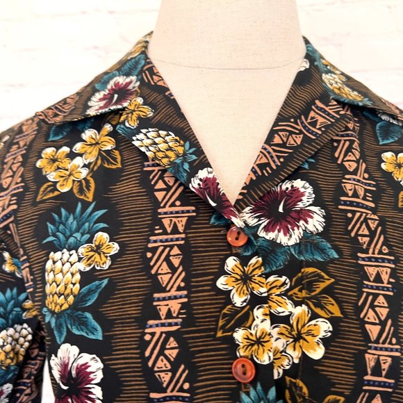 Vintage 80's Hilo Hattie Blouse - Tribal Hawaiian Print - Size Junior 5 - Picture 2 of 8